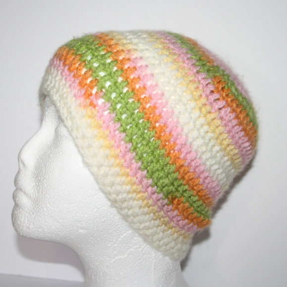 🧡 ORANGE + GREEN CROCHET BEANIE · PRESCHOOL 3–5 Y 💚 - Picture 1 of 5